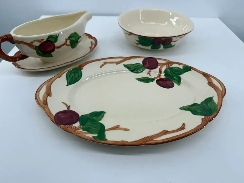 Franciscan Apple Platter Serving Bowl Gravy Boat Underplate Vintage USA Set